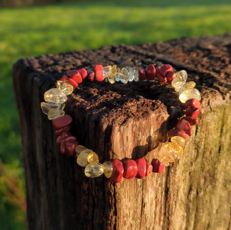 Grounding bracelet with red jasper and citrine