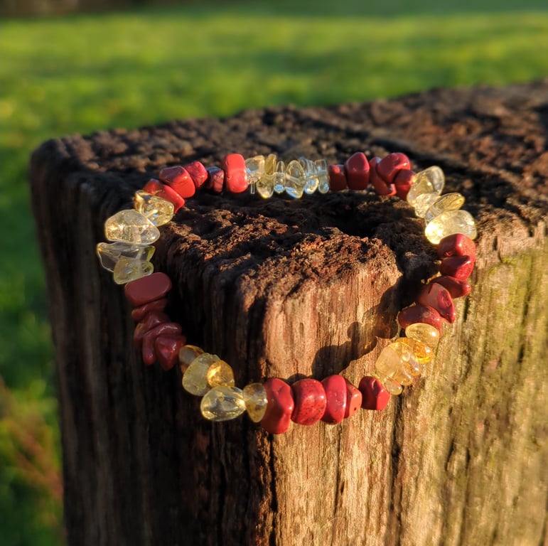 Grounding bracelet with red jasper and citrine
