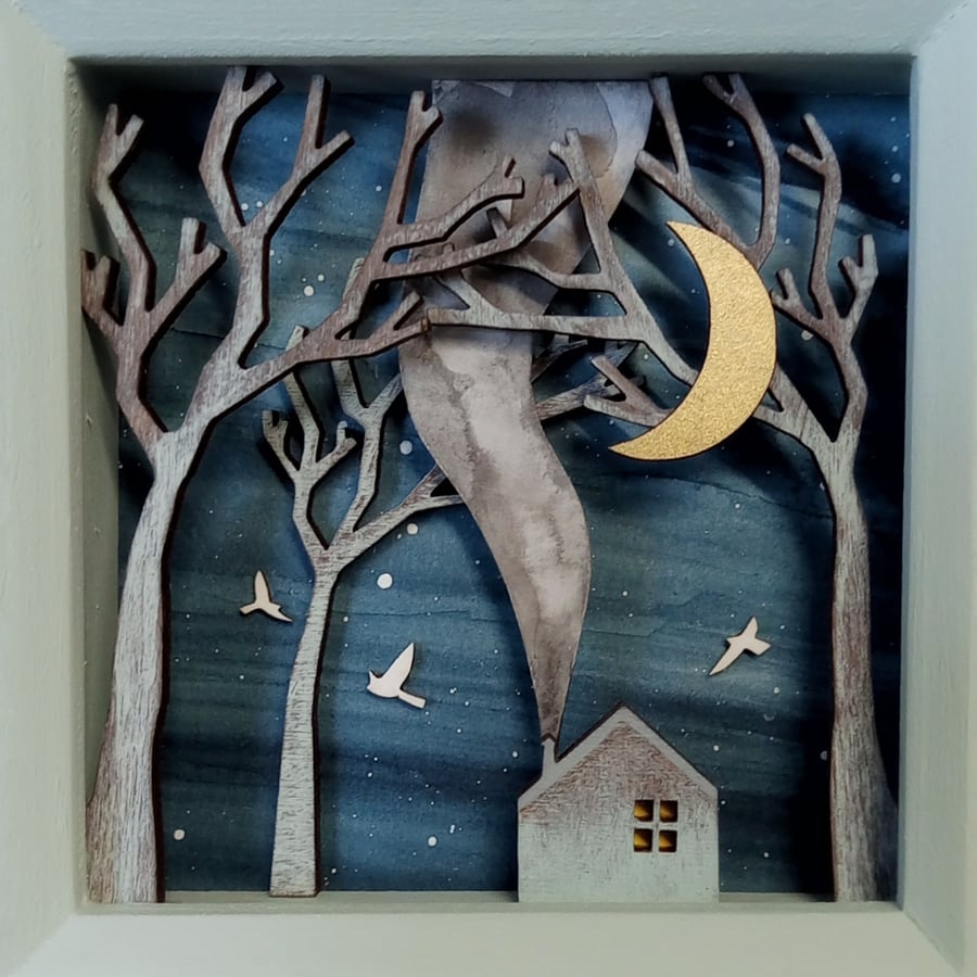 Winter Cabin Miniature Diorama, Winter Landscape, Cabin in the Woods