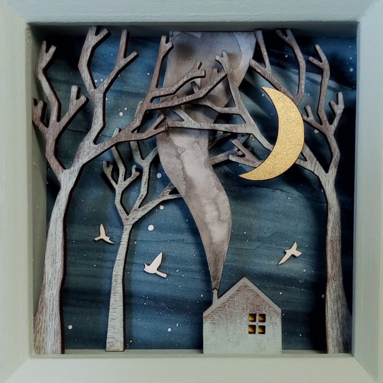 Winter Cabin Miniature Diorama, Winter Landscape, Cabin in the Woods