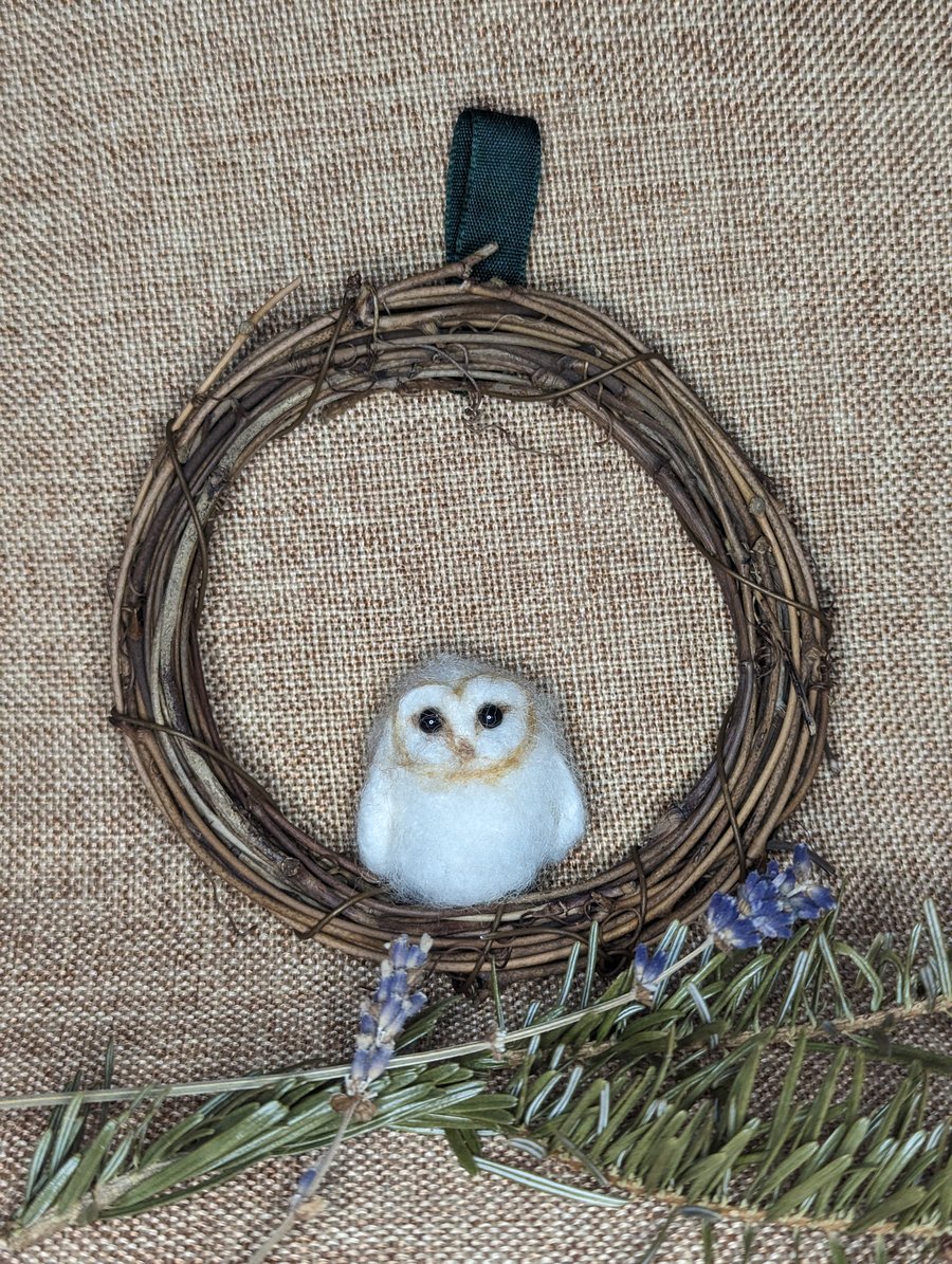 Needle Felt Owlet Wreath