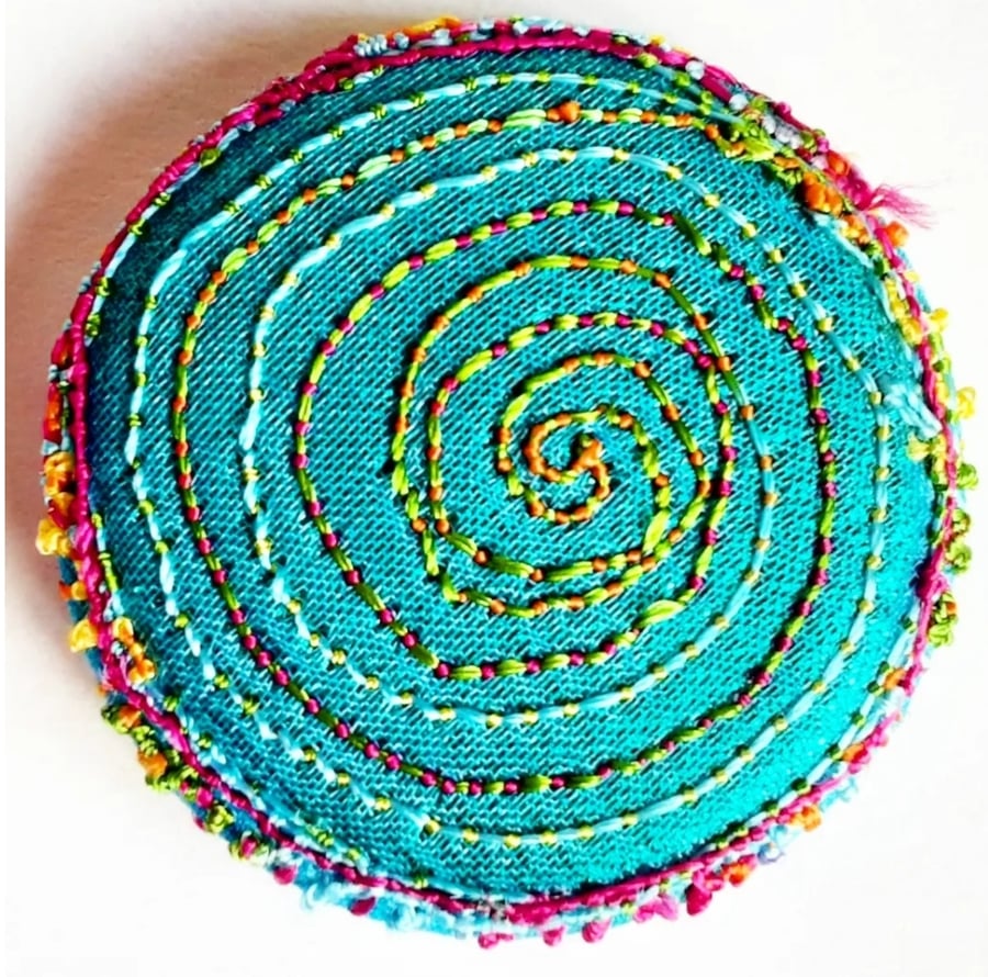 Buttons 1 inch button Hand Dyed Silks and Cottons Free Machine Embroidery Button
