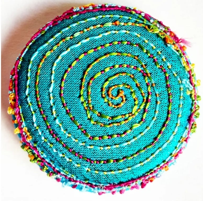 Buttons 1 inch button Hand Dyed Silks and Cottons Free Machine Embroidery Button