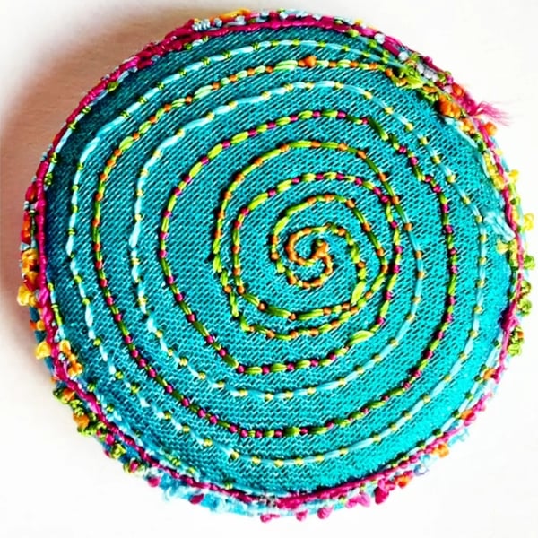 Buttons 1 inch button Hand Dyed Silks and Cottons Free Machine Embroidery Button
