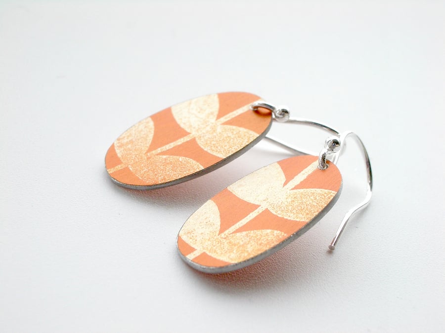 Leaf earrings in burnt orange