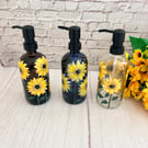 Soap or Lotion Bottle Hand Painted with Sunflowers 
