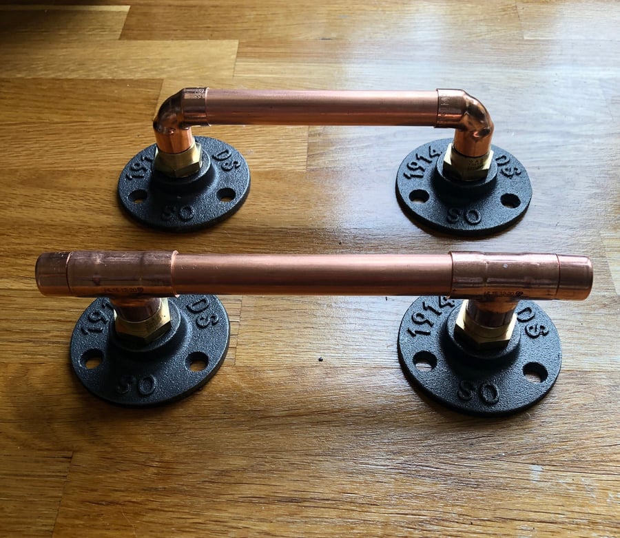 Copper Pipe handles Industrial Door drawer Kitchen Cupboard Handles Steampunk in