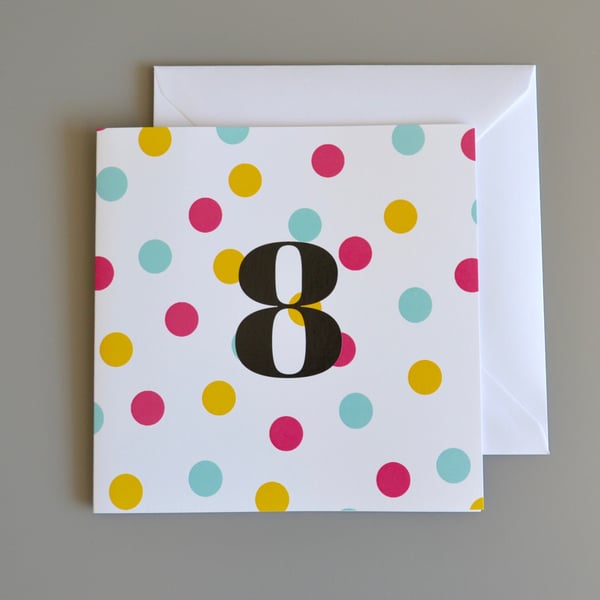 8th Birthday Card for Girl, Age Eight, Eighth Birthday Card