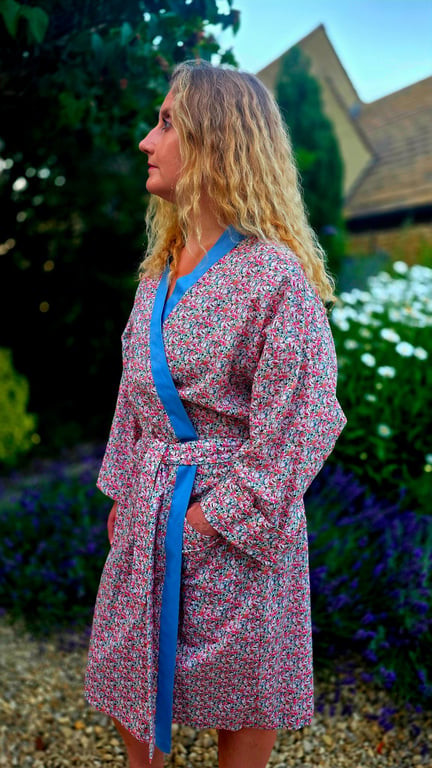 Handmade Liberty Fabric Dressing Gown – Authentic Tana Lawn Luxury Robe 