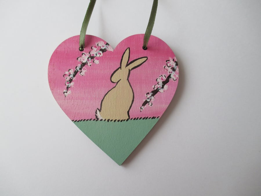 Bunny Rabbit Love Heart Cherry Blossom Original Painting 12.20 Limited Edition