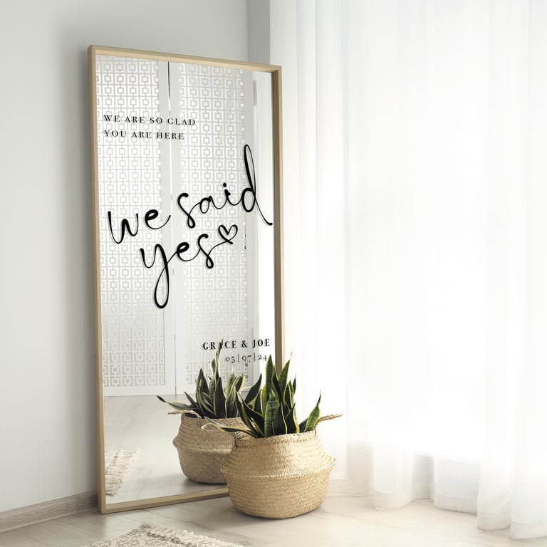 We Said Yes - Wedding Sticker: Personalised Decal Wedding Sign Or Mirror