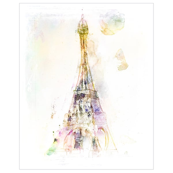 The Eiffel Tower Paris 5 x 7inch Giclee print shipped in a 7 x 9inch mount