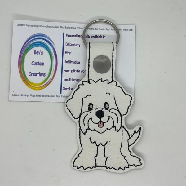 Embroidered Maltese Keyring