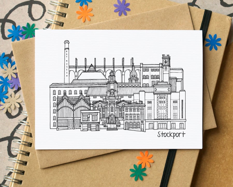 Stockport Skyline Greetings Card