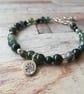 Moss Agate Stacking Bracelet, Sterling Silver Moss Agate Charm Bracelet