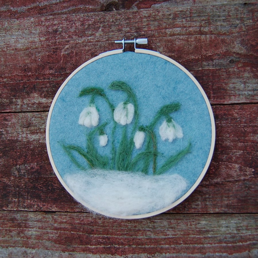 Snowdrops in a hoop-  Needle felted  