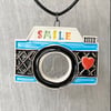 Ceramic camera necklace blue