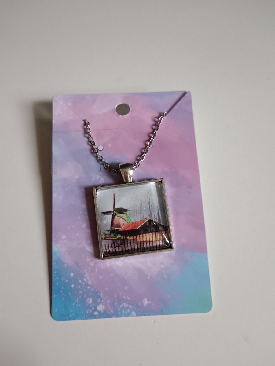 Windmill Zaanse Schans The Netherlands Photography Necklace