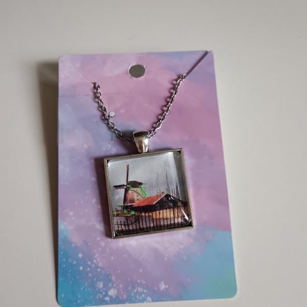 Windmill Zaanse Schans The Netherlands Photography Necklace