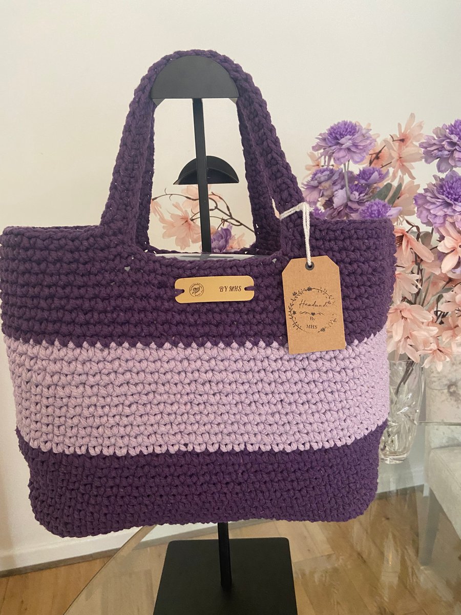 Handmade macrame crochet tote handbag 