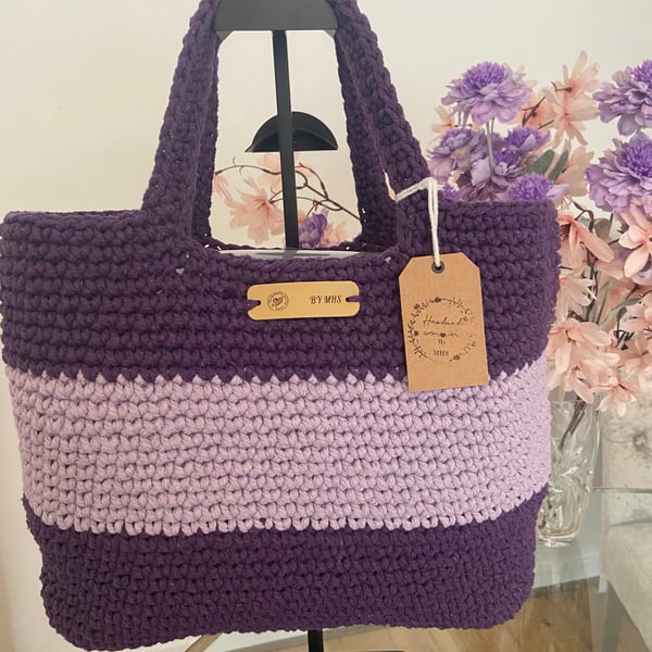 Handmade macrame crochet tote handbag 