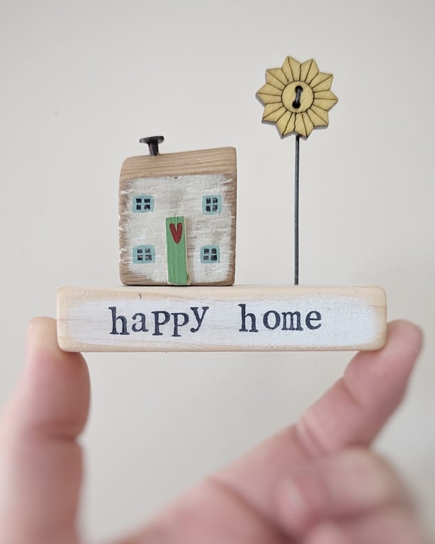 Little Wooden Painted House and Base in a Bag