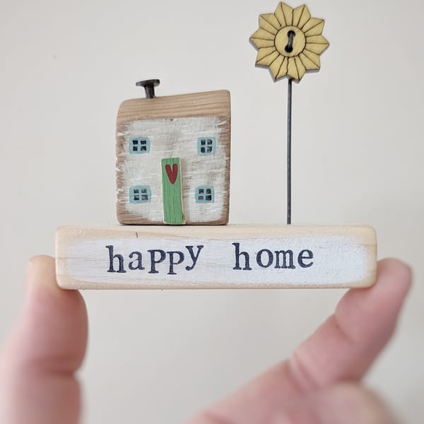 Little Wooden Painted House and Base in a Bag