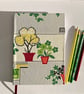 Perfectly Imperfect Handmade A5 Book with House Plant Design Vintage Fabric - Image 1