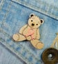 Uterine Cancer Awareness Teddy Bear Brooch, Endometrial Cancer Pin, Handmade - Image 3