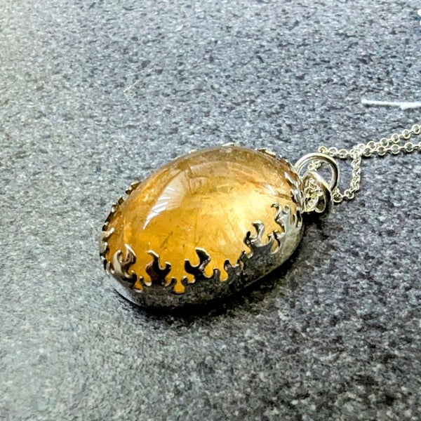 Citrine & Sterling Silver Pendant  SALE 10% Off with Code : SILVERSALE