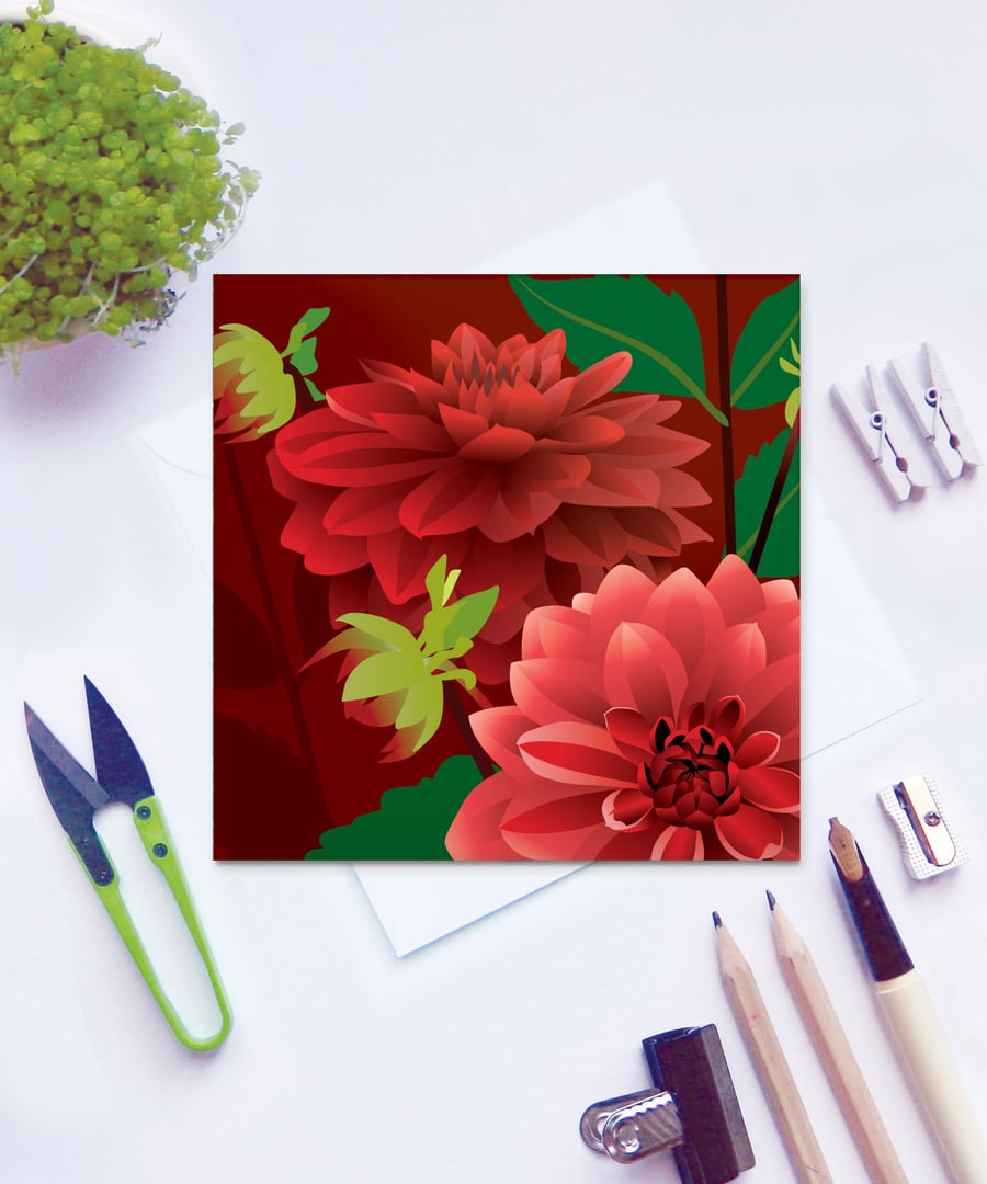 Dahlia Card - flower, birthday, summer