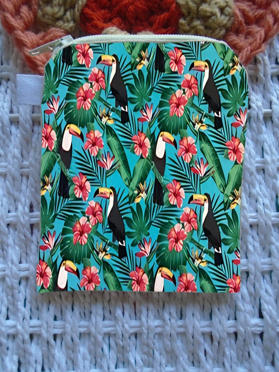 Tropical Toucan Purse or Card Holder Cotton 