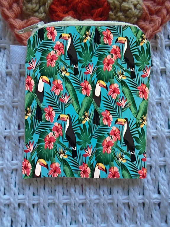 Tropical Toucan Purse or Card Holder Cotton 