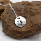 Recycled Sterling Silver Strength Bind Rune Pendant Necklace.
