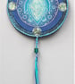 TPVM006-Turtle Totem Mandala Wall Hanging-17.5cm diameter-Blue-Turquoise-Silver - Image 2