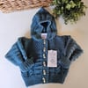 Baby Hand Knitted  Boys Hooded Jacket 3-9 months size.