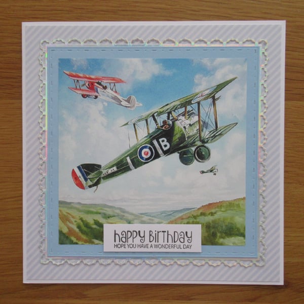 Bi-Planes in the Sky - Birthday Card - Blue