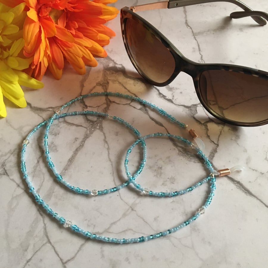Summer sky blue beaded glasses string