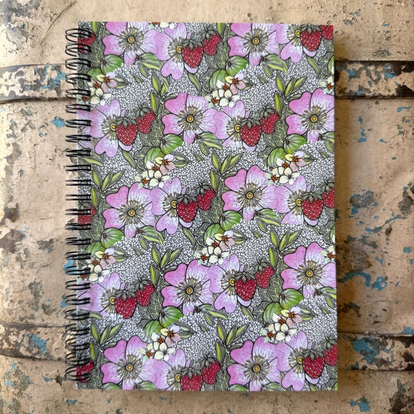 'Strawberry Blossom' A5 Notebook
