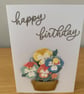 Handmade Die Cut Pansy Birthday Card
