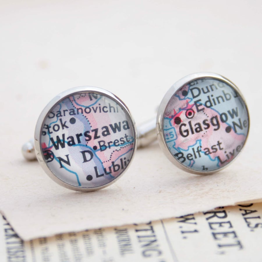 Cufflinks Personalized with Map Location, Custom Map Gift for Husband Must Haves
