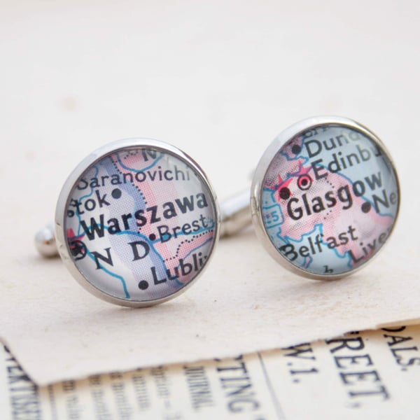 Cufflinks Personalized with Map Location, Custom Map Gift for Husband Must Haves