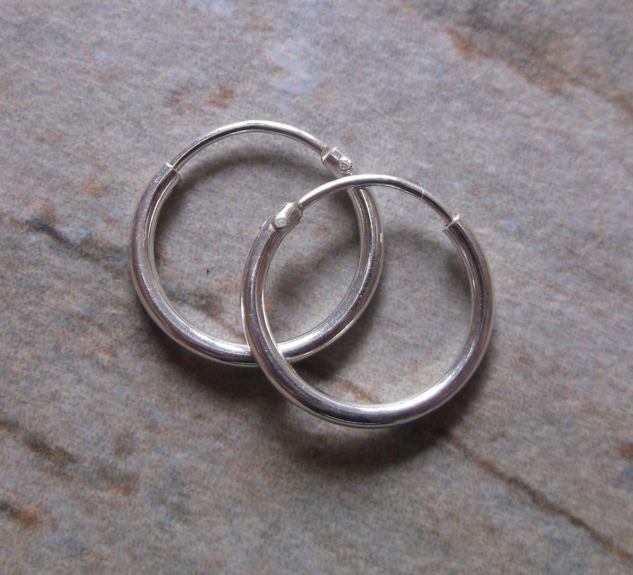 Small 12mm Sterling Silver Hoop Earrings