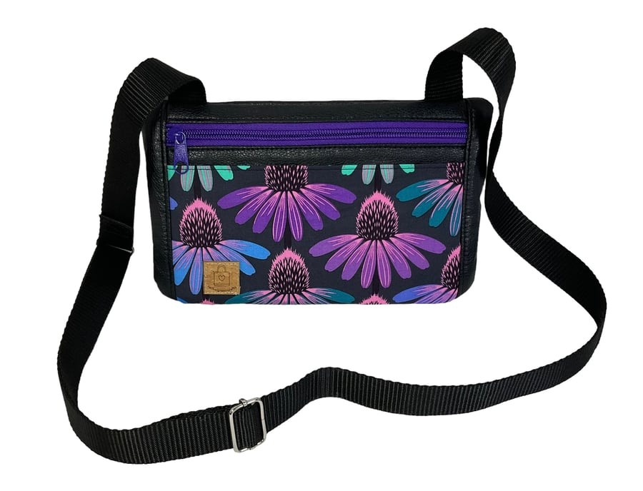 Small shoulder phone bag, flat floral print Pouch, woodland handbag, teenager pu