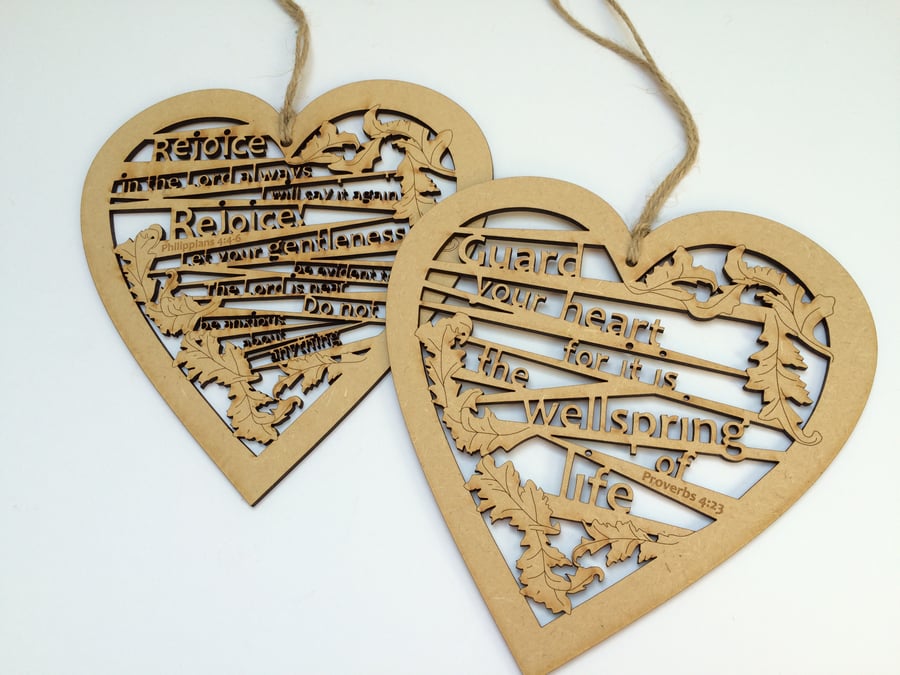 Medium wooden heart - Guard your heart (Proverbs 4:23)