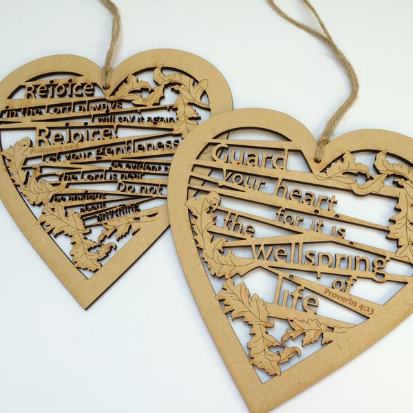 Medium wooden heart - Guard your heart (Proverbs 4:23)