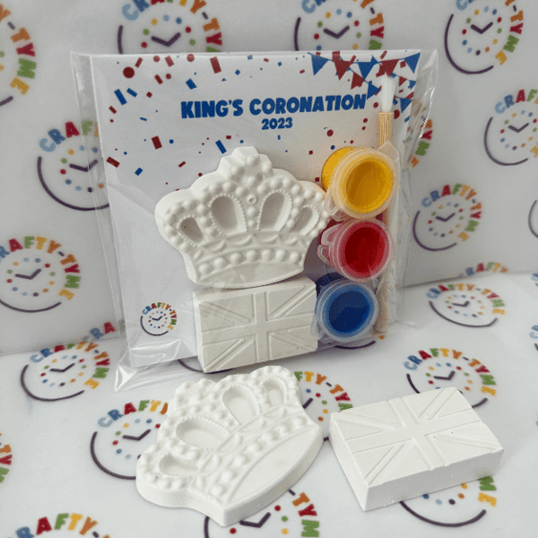 King's Coronation Crown & Union Jack Decoration Craft Kit, Paint Kit, Gift