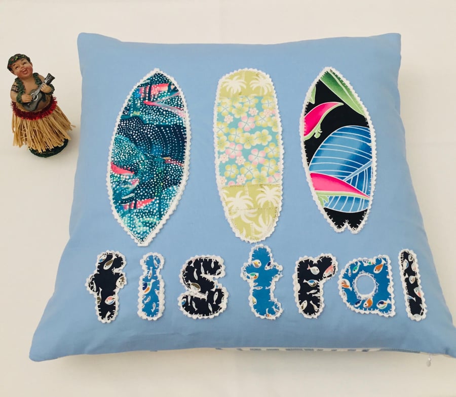 Appliquéd Surfboard Cushion Cover with Liberty Fabrics
