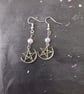 Silver pentacle charm dangle earrings with pastel faux pearl beads  - Image 3