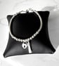 Sterling Silve Heart Lock & Tassel Charm Bracelet, Beaded Ball Bracelet - Image 6